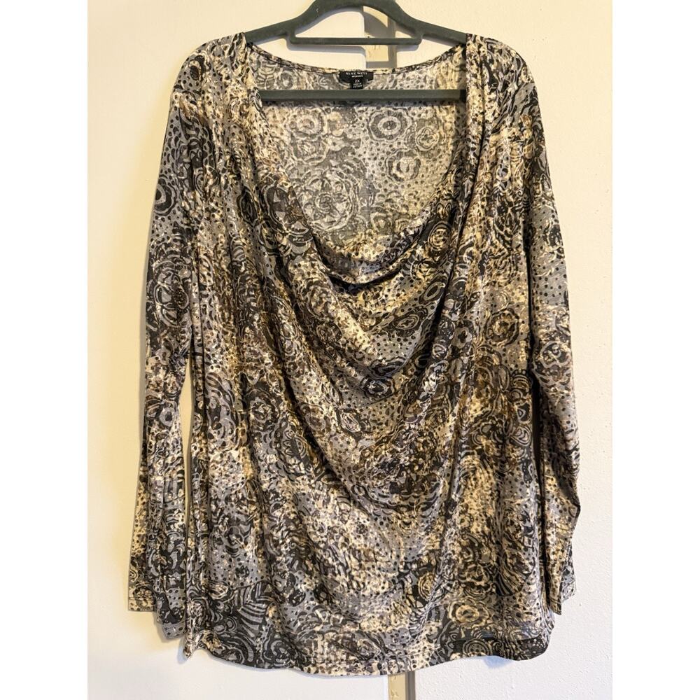 Nine West Top Size 2X Black Brown Women’s Top